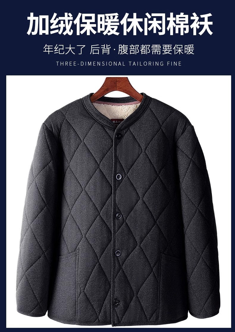 Old People's Cotton-padded Coat fleece-lined Thickened Dad's Cotton-padded Coat Grandpa Lamb Velvet Warm Cotton-padded Coat Home Loose Small Cotton-padded Coat