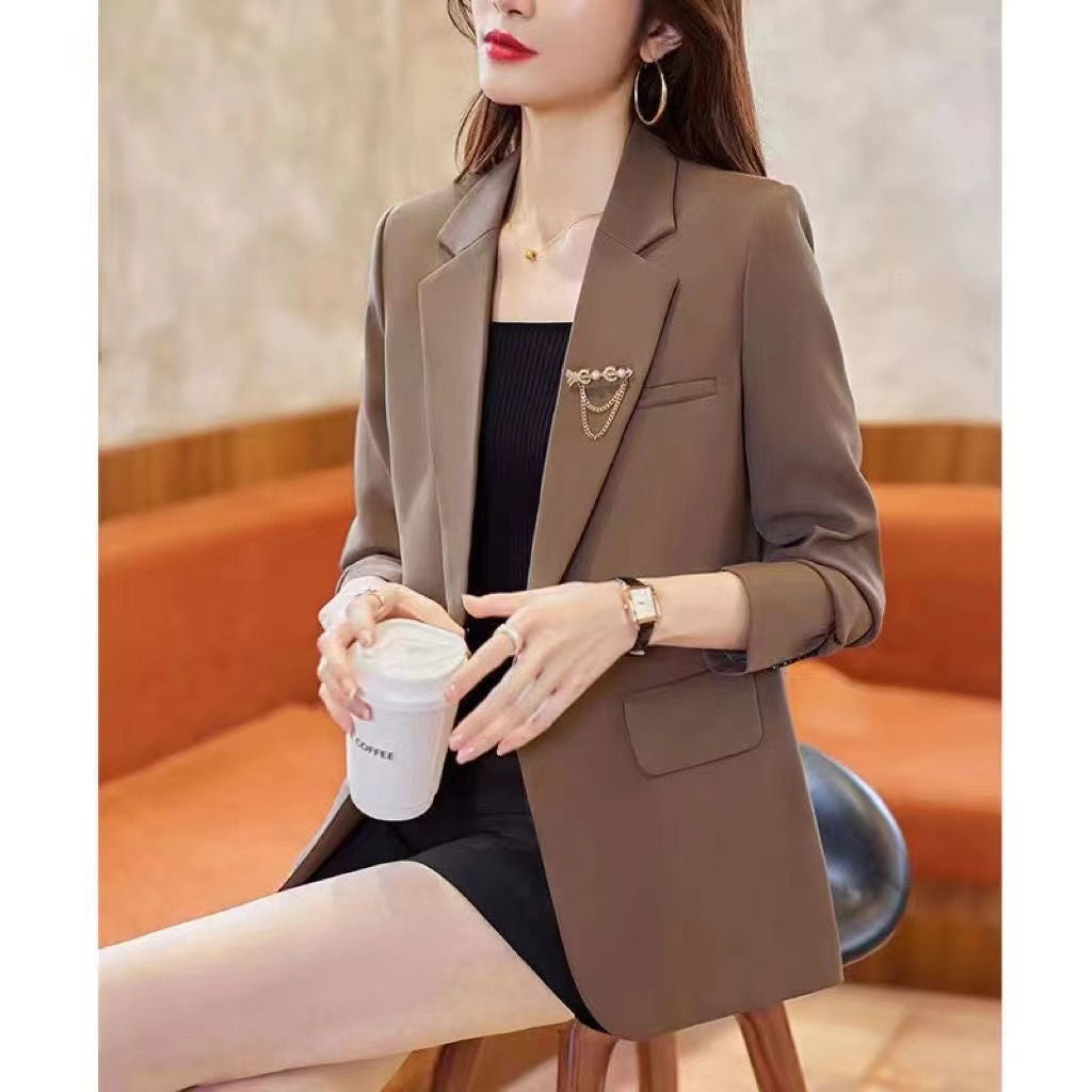 2025 Spring and Autumn New Suit Jacket Women's Casual Fashion Loose All-match Stylish Split Suit Jacket Trendy
