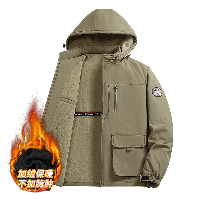 Cross-Border [M-8Xl] Cross-Border Large Size Men's Jacket Autumn and Winter New Casual Middle-Aged Men's Jacket Fleece-Lined