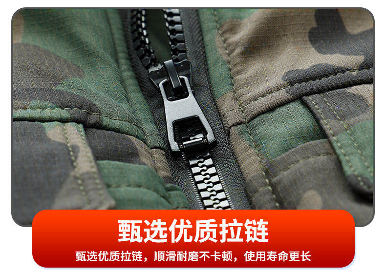 Winter Mid-Length Cotton Work Clothes for Men, Velvet Thickeneded Cotton Jackets, Cold-Proof, Windproof and Warm Camouflage Work Clothes, Military Coats