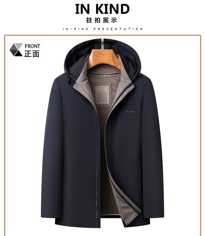 2024 Autumn and Winter Men's Thickened Warm Jacket for Middle-aged and Elderly Dads with Lapel Casual Detachable Liner Cotton-padded Jacket