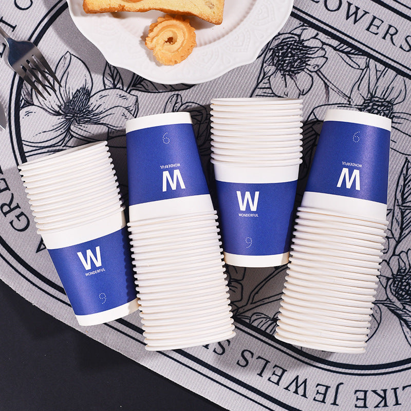 Paper Cups, Kraft Paper Coffee Cups with Lids, Wholesale Natural Pulp Water Cups, Commercial Disposable Cups with Printed Logo