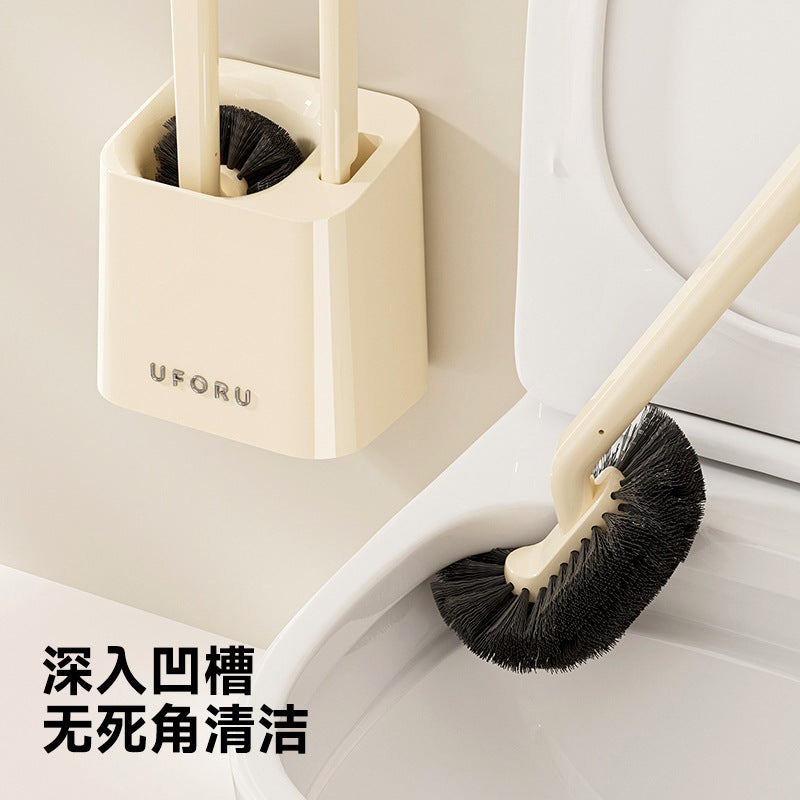 Long-Handled Toilet Brush Bathroom Multi-Functional No-Dead-Angle Cleaning Brush Household Punch-Free Wall-Mounted Toilet Brush with Base