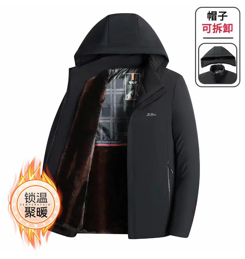 Autumn and Winter fleece-lined Thickened Cotton-padded Clothes Men's Cotton-padded Jacket Youth Warm regular All-match Fashionable Solid Color Quality