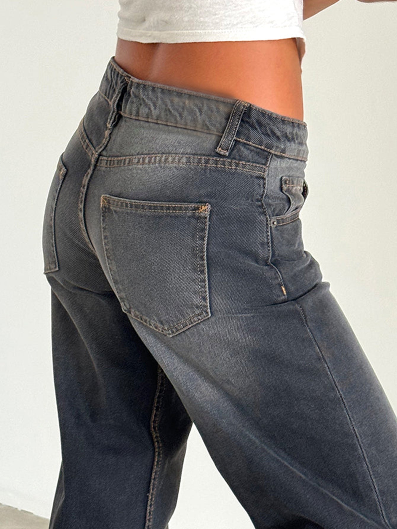 Amazon AliExpress TEMU New Cross-border Special for High Quality European and American Women Straight Tube Micro Horn Denim Pants