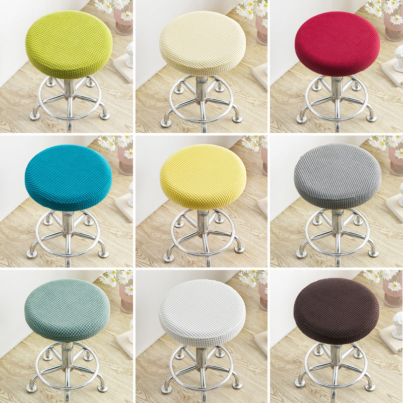 Universal Simple Round Stool Cover, Fully Enclosed, Dustproof, Non-Slip, Fleece Bar Stool Cover for Beauty Salon Swivel Chair Cushion