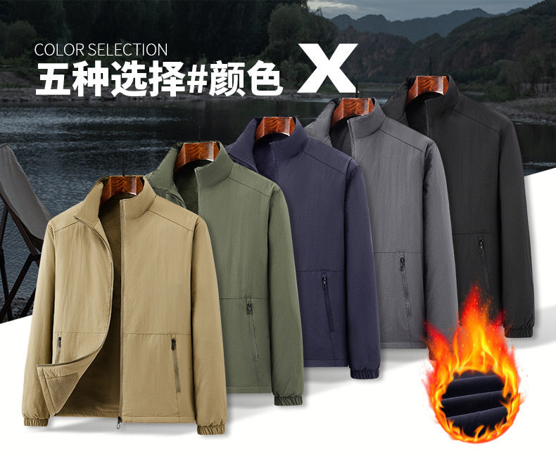 Cross-Border 2025 Tiktok Hot New Style Fleece-Lined and Cotton-Padded Men's Jacket for Outdoor Sports, Loose Korean Style Casual for Middle-Aged Men