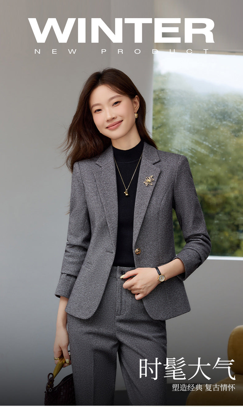 Cross-Border High-End Women's Suit Set, New Autumn Style, Professional Formal Wear, High-End, Elegant, Fashionable Workplace Suit Jacket