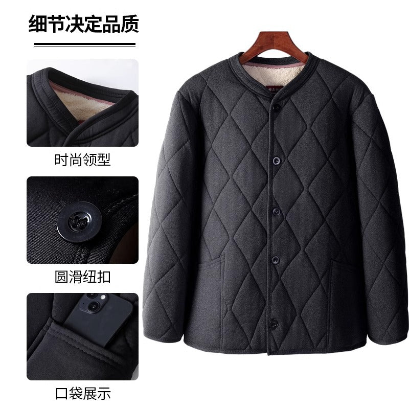 Old People's Cotton-padded Coat fleece-lined Thickened Dad's Cotton-padded Coat Grandpa Lamb Velvet Warm Cotton-padded Coat Home Loose Small Cotton-padded Coat