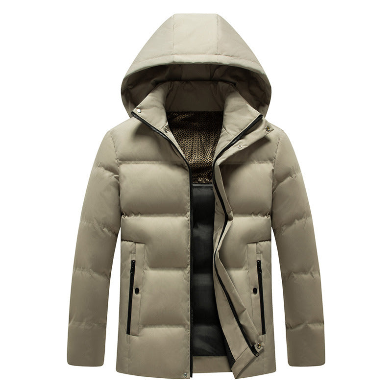 2024 Cross-border Foreign Trade Winter Middle-aged and Elderly Dad Clothes Men's Down Cotton-padded Coat Thickened Warm Hooded Cotton-padded Coat