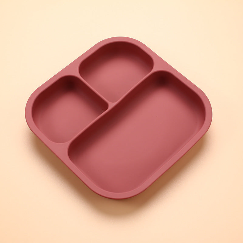 Children's Silicone Dinner Plate Food Grade Supplementary Suction Bowl Square Baby Tableware Thickened Drop-resistant Baby Children's Tableware