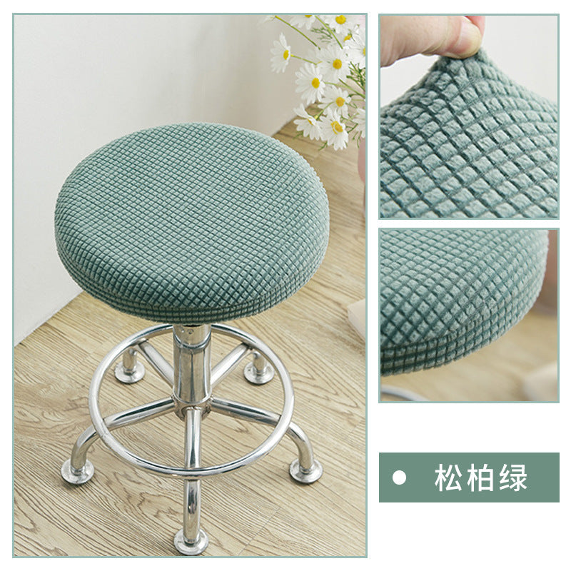 Universal Simple Round Stool Cover, Fully Enclosed, Dustproof, Non-Slip, Fleece Bar Stool Cover for Beauty Salon Swivel Chair Cushion