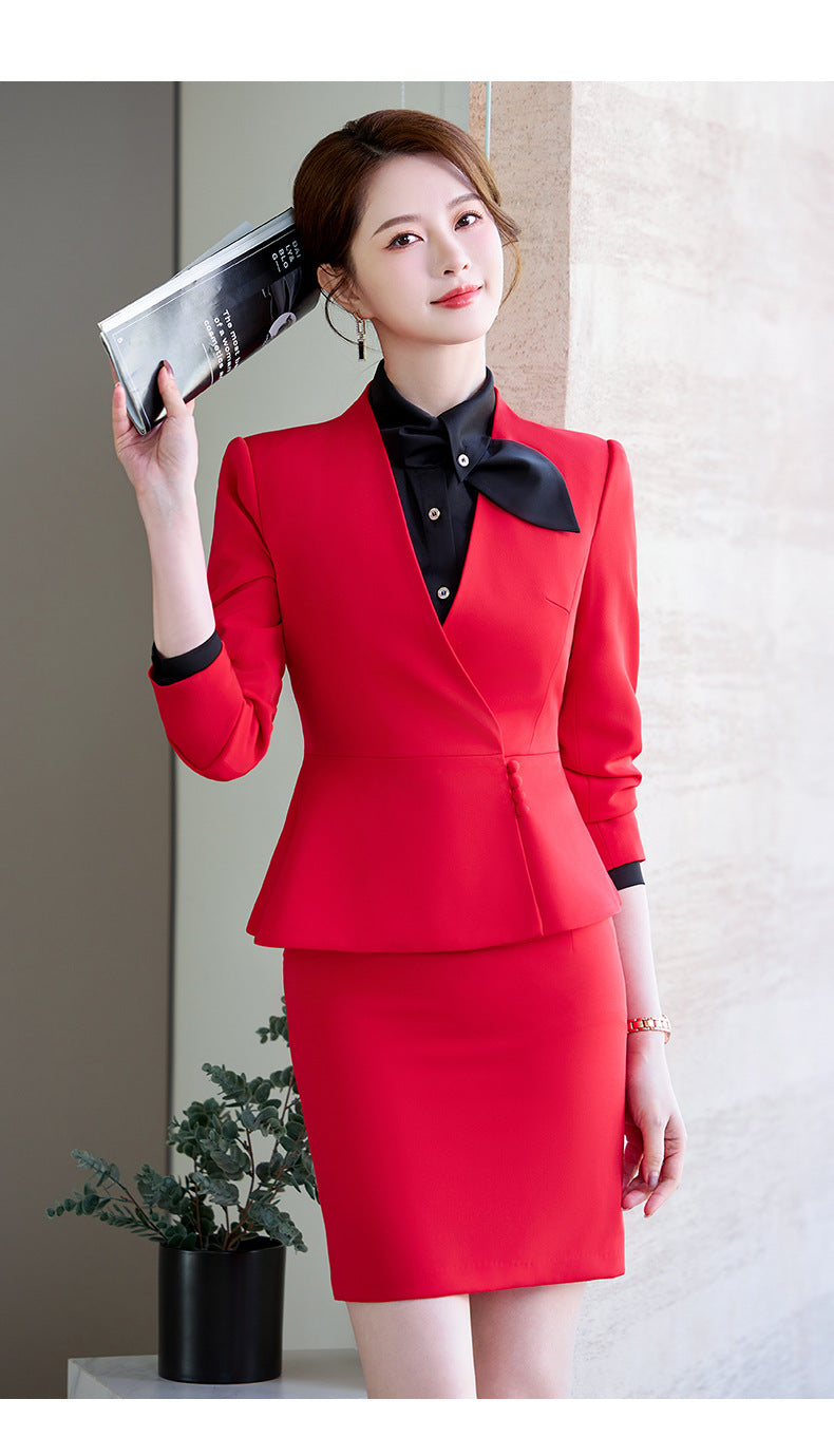 Cross-Border Professional Attire Goddess Style Long-Sleeved Beauty Salon Front Desk Fashion Hotel Manager Sales Department Jewelry Store Work Clothes