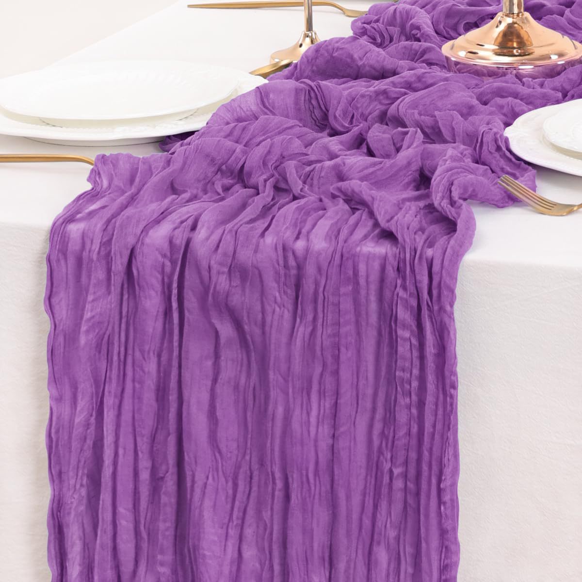 Cross-border foreign trade wholesale Bali yarn wrinkled table flag twist table flag tablecloth wedding party decoration wrinkled table flag