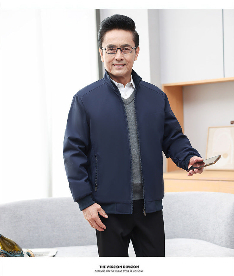 Classic Explosions plus size Middle-aged and Elderly Dad Clothes Winter fleece-lined Thickened Executive Collar Thickened fleece-lined Jacket