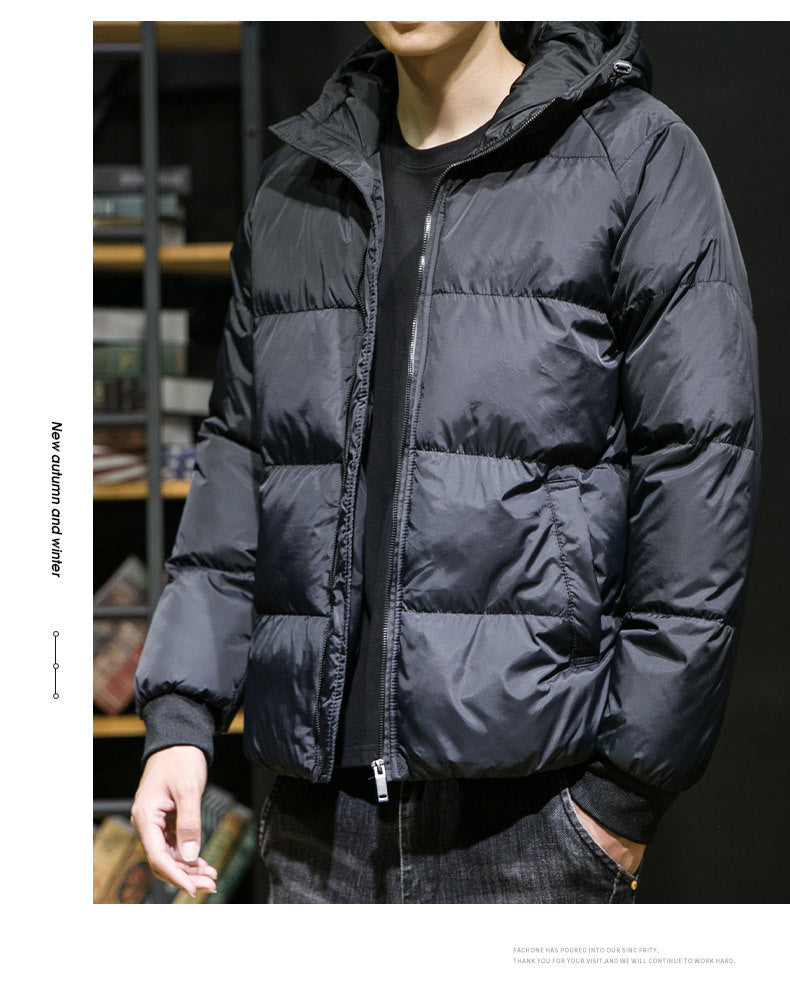 Cross-Border Men's Thickened Cotton Jacket with Hood, Loose Fit, Warm, Versatile, Casual, Cold-Proof Men's Cotton Coat, Trendy Sports Jacket