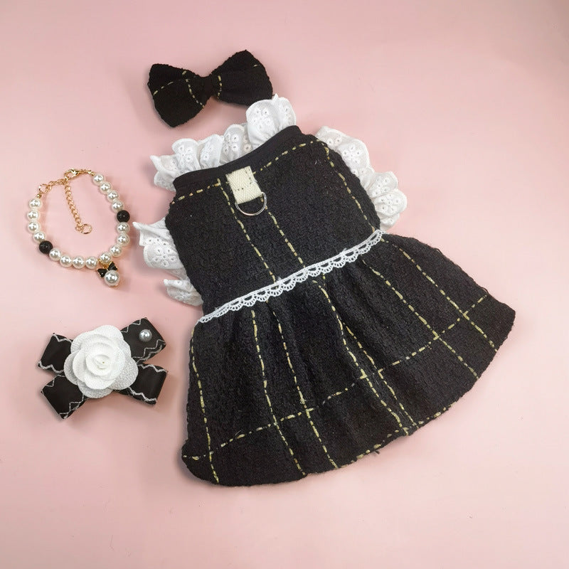 New INS Trendy Small Chanel Style Dog Clothes Houndstooth Cat Pet Clothing Autumn and Winter Coat Cross-border Cat