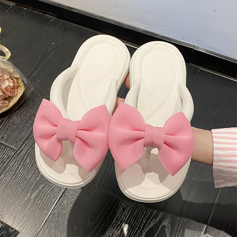 Slippers Eva Deodorant Thick Bottom Slippers Dung Feeling Soft Slippers Home Beach Bow Flip Flops in stock Wholesale