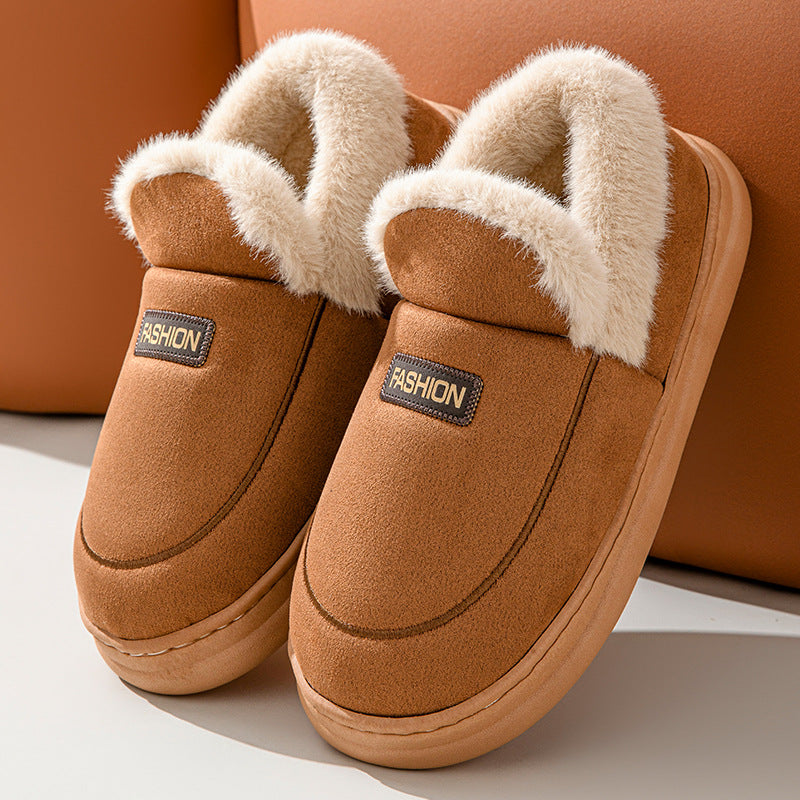 2024 cross-border foreign trade in stock old cotton shoes men and women winter wear bag heel fleece-lined indoor warm thick-soled cotton shoes men