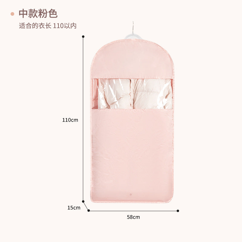 Satin Hanging Bag Compressible Clothes Dust Cover Storage Dust Bag Transparent Hanging Down Jacket Dust Cover