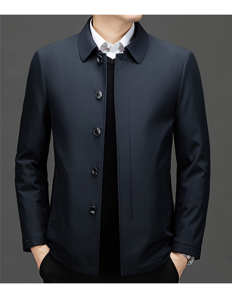Pastoral Bird Jacket Cotton Coat Coat Winter Middle-aged and Elderly Men's Lapel Business Casual Lightweight Warm Silk Cotton Coat