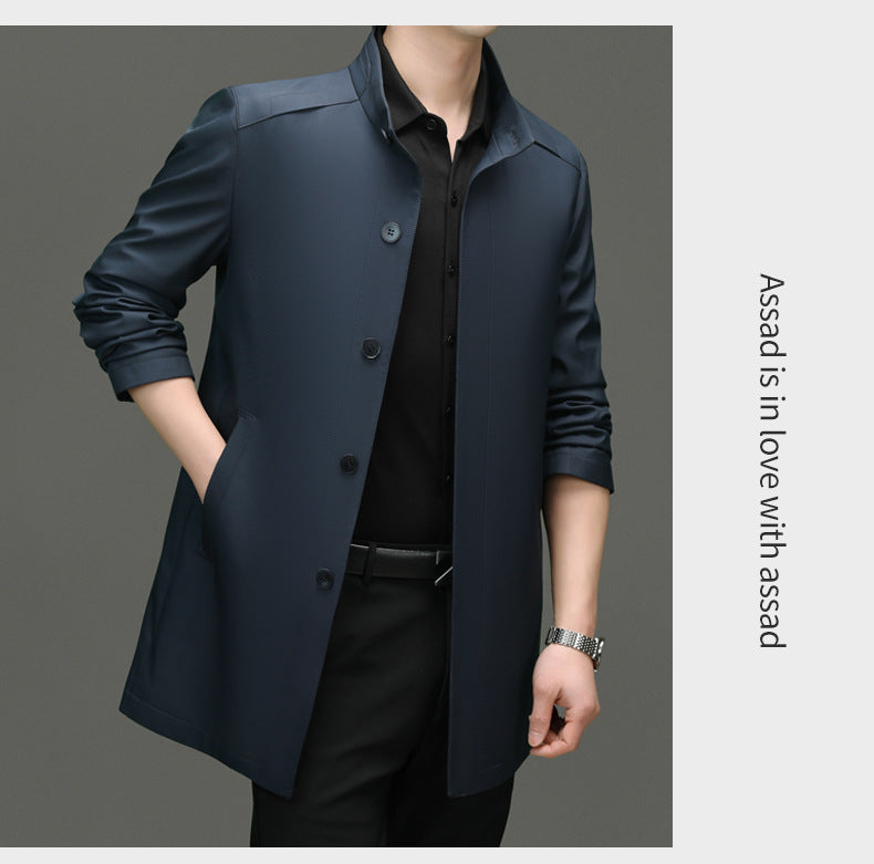 Is the brand of middle-aged and elderly men's windbreaker coat 2024 new winter stand collar long business dad cotton-padded jacket