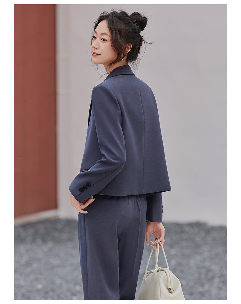 Cross-Border Gray Short Blazer for Women, New Spring and Autumn Style, Petite Professional Casual Workwear Suit