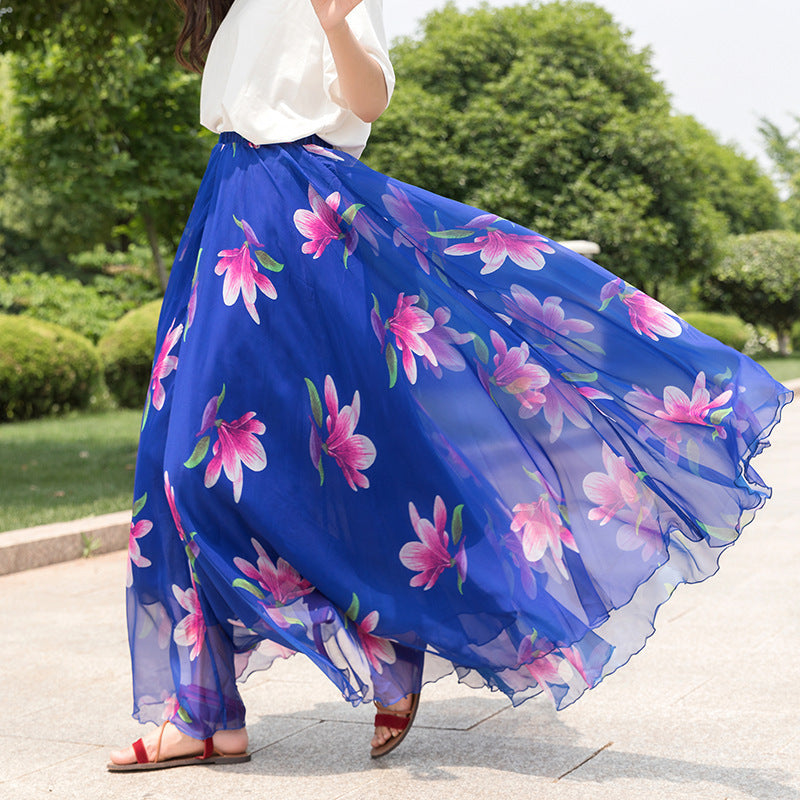 European and American Printed Skirt for Women Amazon 2025 Summer New Casual Seaside Vacation Long Skirt Skirt