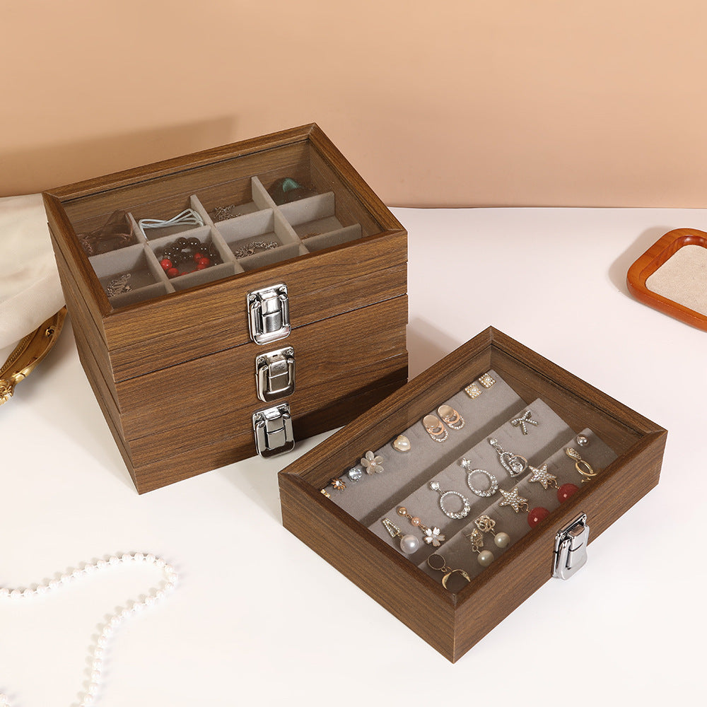 Wooden Jewelry Box Necklace Jewelry Ring Jewelry Box Jewelry Storage Box Bracelet Solid Wood Black Walnut Display Stand