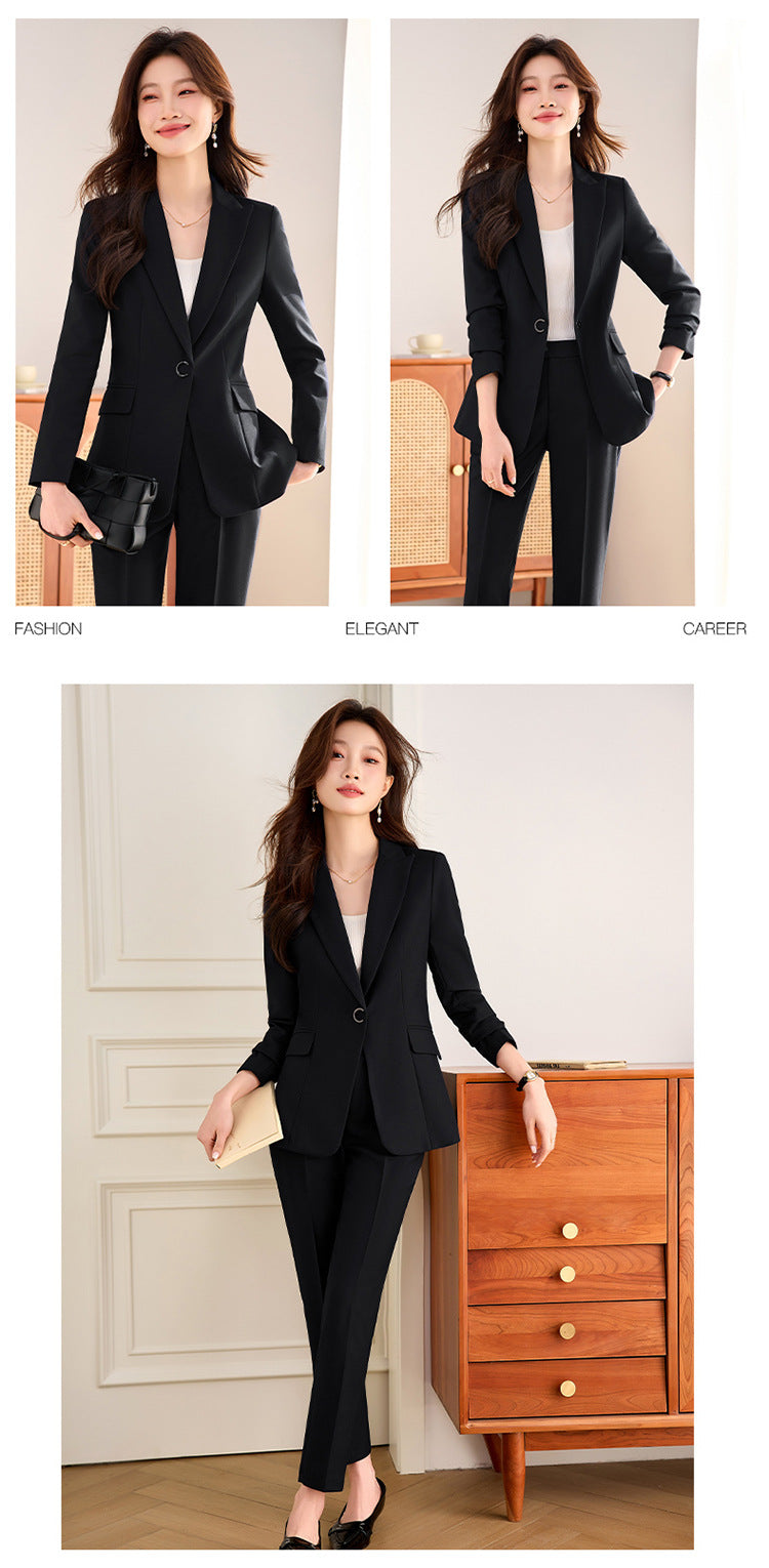 Suit suit Women's Spring and Autumn Business Dress Front Desk Reception Work Clothes Suit Interview Suit Sales Department Property Tooling