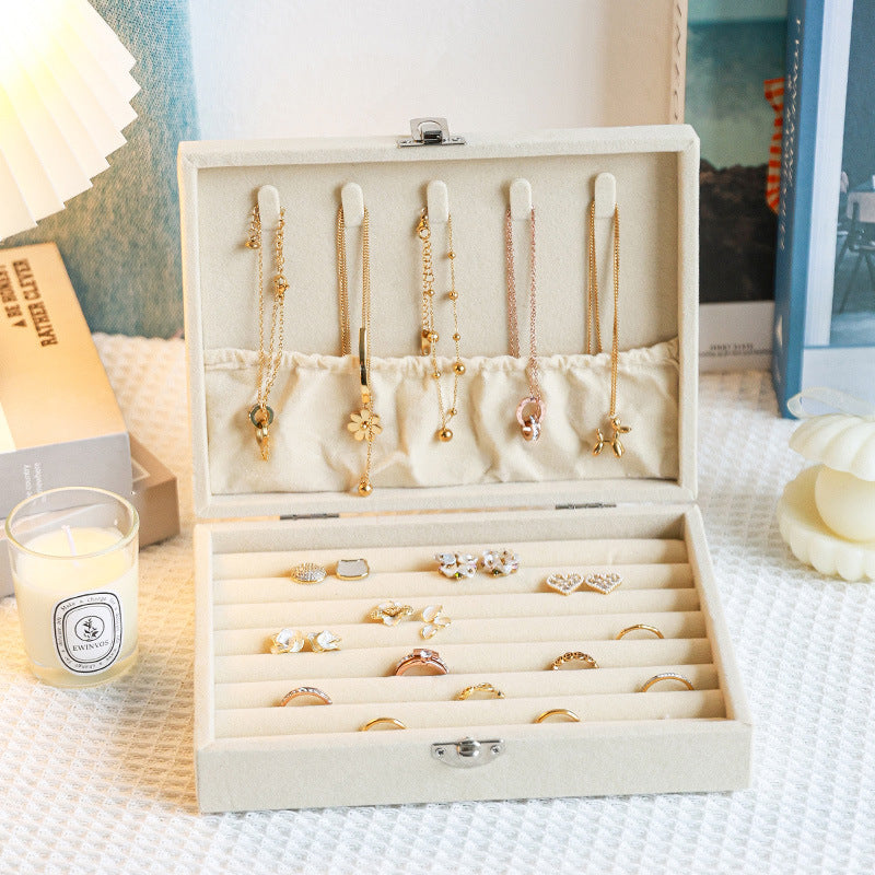 Flannel Jewelry Storage Box Dustproof High-grade Large Capacity Jewelry Box Earrings Bracelet Necklace Storage Display Jewelry Box