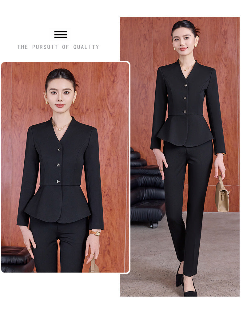 Dark Blue Suit Suit for Women 2025 Autumn and Winter New Professional Formal Wear Fashionable Workwear Jewelry Store Work Clothes