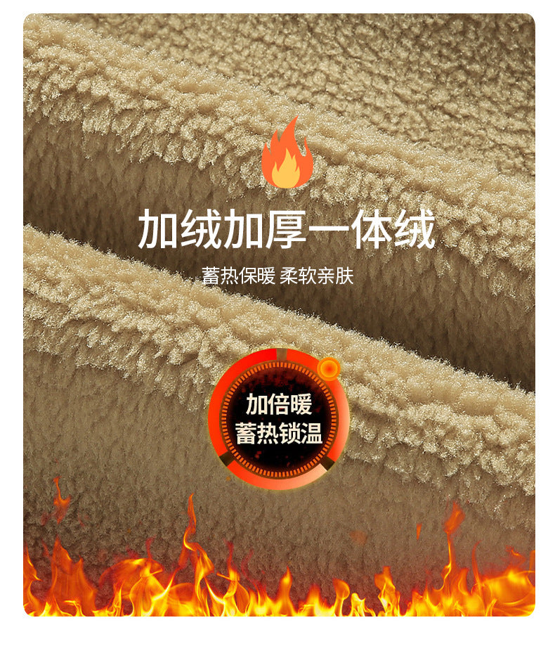 New Lamb Wool Jacket Men's Winter Thickened Wool Collar fleece-lined Overalls Cotton-padded Jacket Men's Jacket Casual Cotton-padded Jacket Aviator