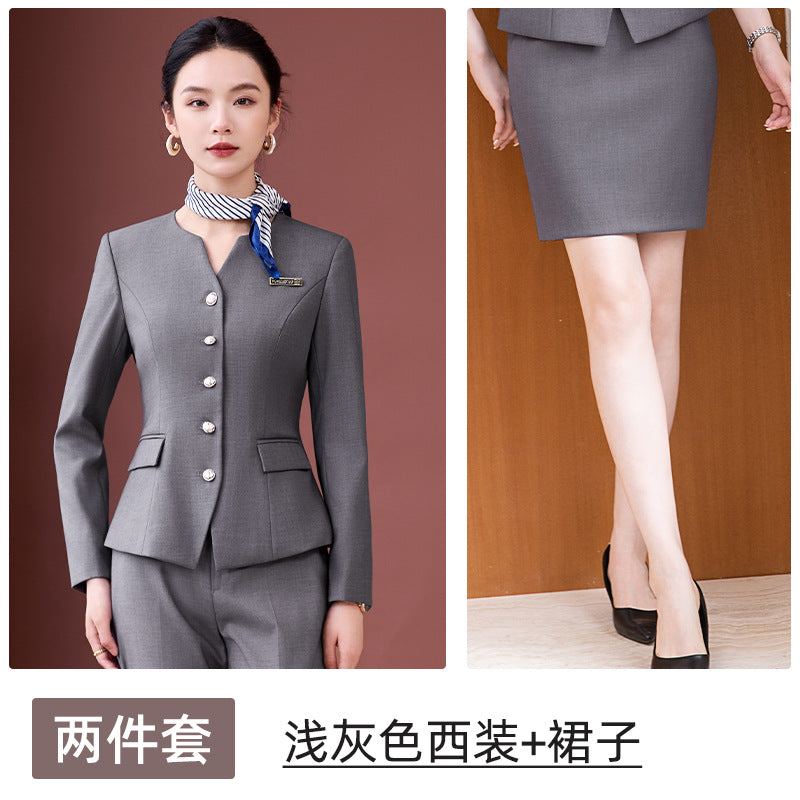 Professional Suit Suit Women's Autumn and Winter New Hotel Front Desk Jewelry Store Workwear Beauty Salon Front Desk Manager Workwear