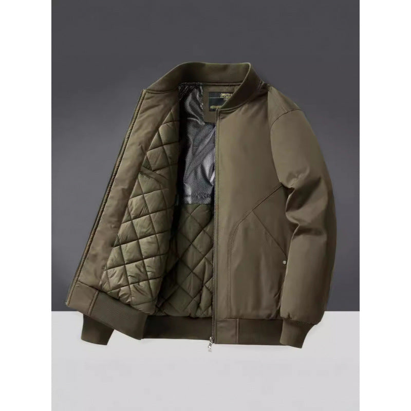 Autumn and Winter New Quilted Jacket Men's Casual Retro Versatile Baseball Uniform American Workwear Thickeneded Warm Cotton Jacket