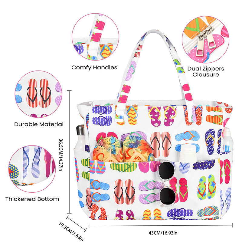 Feihong Cross-Border Large-Capacity Beach Bag Amazon New Travel Storage Bag Portable Printed High-Value Storage Bag