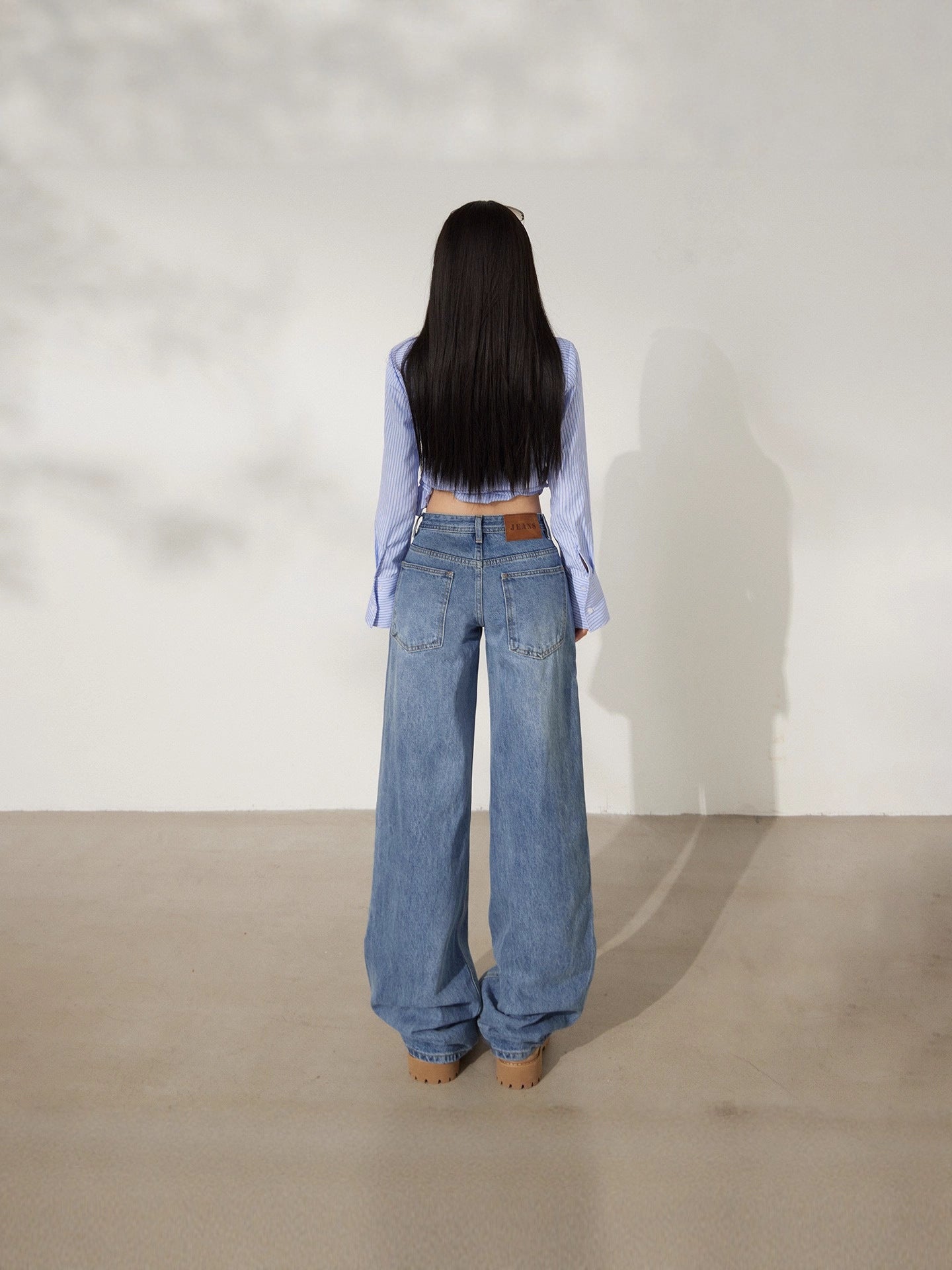 Retro Washed Wide-Leg Jeans for Women, Autumn New Low-Waist Straight Loose Design, Slimming Floor-Length Pants