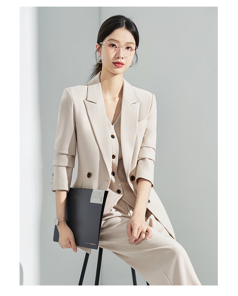 Blue Classy Professional Suit Suit for Women 2025 Spring & Fall New Style Workplace Formal Wear Elegant Work Clothing Three-Piece Suit