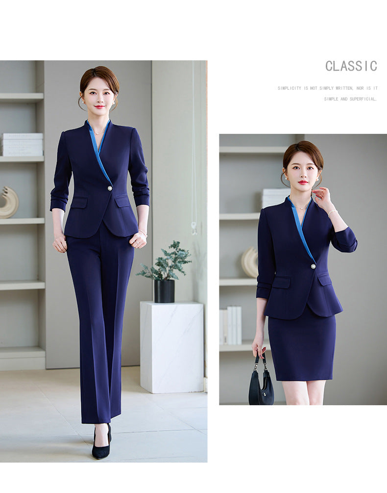 Cross-Border High-End Stewardess Uniforms, Hotel Front Desk Reception Work Clothes, Housekeeping Sales Department Sales Professional Attire Suits for Women