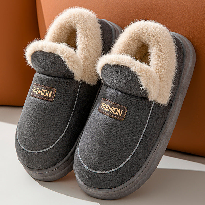 2024 cross-border foreign trade in stock old cotton shoes men and women winter wear bag heel fleece-lined indoor warm thick-soled cotton shoes men