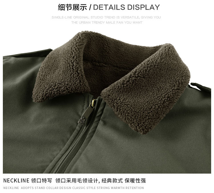 Factory direct winter plus velvet men's cotton-padded overalls cotton-padded jacket coat fur collar thickened pilot cotton-padded jacket 89K16