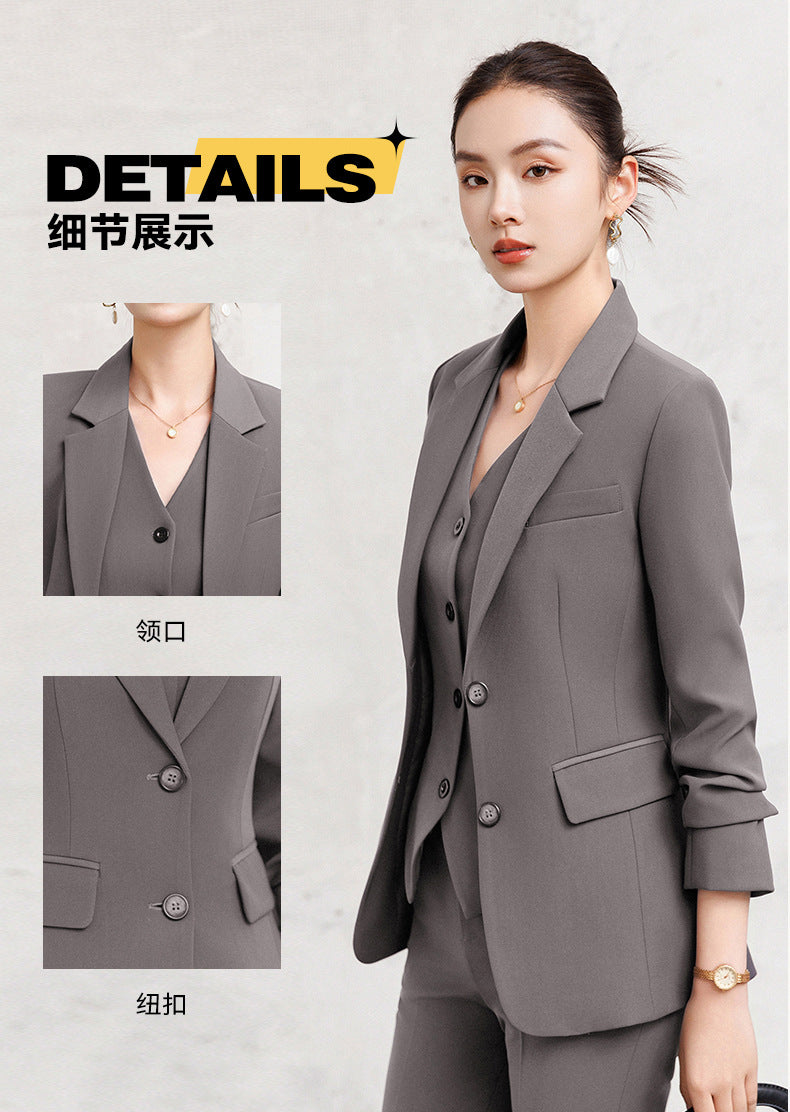 Cross-Border Red Hostess Suit Set for Women, Formal Attire for Broadcast Art Exams, Speech Competitions, Interviews, and News Anchor On-Camera Appearance