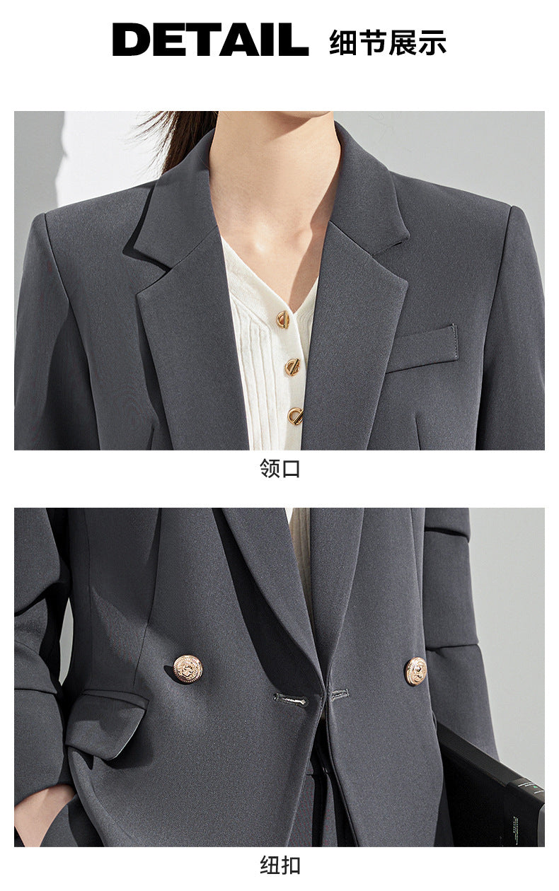 Gray Suit Women's Formal Wear 2025 New Spring & Fall Small High-End Elegant Professional Suit Work Clothes