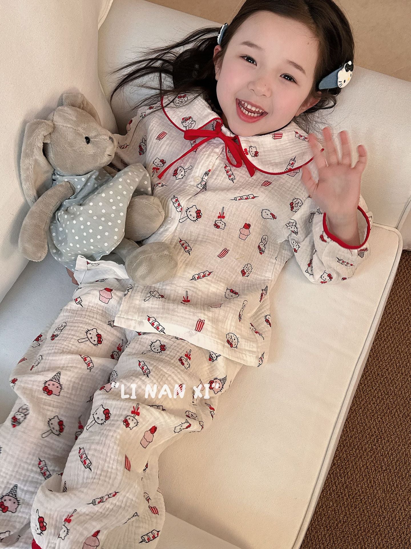 Princess Style Children's Lapel A-Class Cartoon Loungewear Set 2026 Spring New Baby Sweet and Cute Pajamas and Sleep Pants