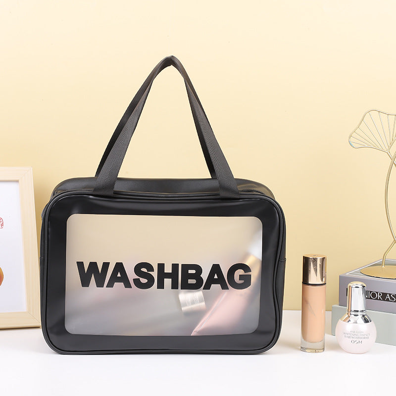 PU cosmetic bag large capacity dry and wet separate wash bag PVC transparent frosted bath bag travel portable storage bag