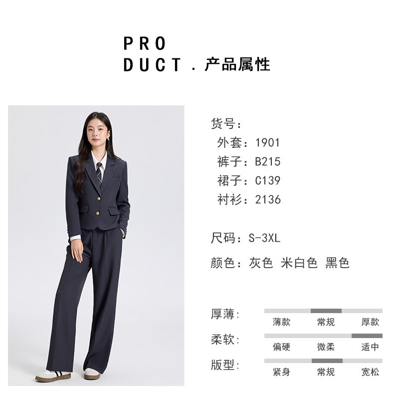 Cross-Border Gray Blazer for Women, New Spring and Autumn Professional Formal Suit, Short Blazer for College Students, High-End Feel