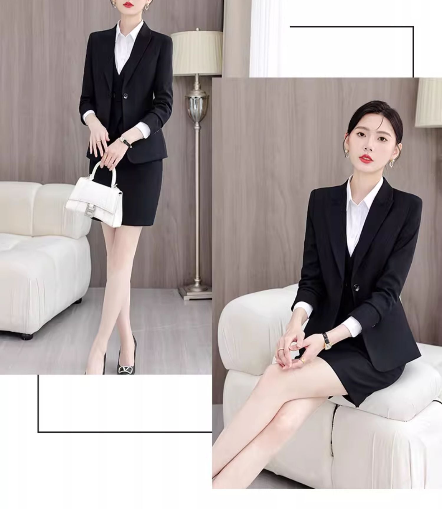 Gray Suit Women's Professional Suit Spring and Autumn Hotel Workwear Elegant Interview Formal Wear Plus Size Workwear