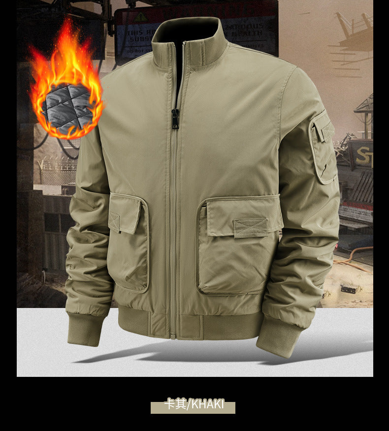 Flying Suit Men's Jacket Cotton Coat Autumn and Winter American Retro Loose Casual Middle-aged Casual Jacket Cotton Coat Coat