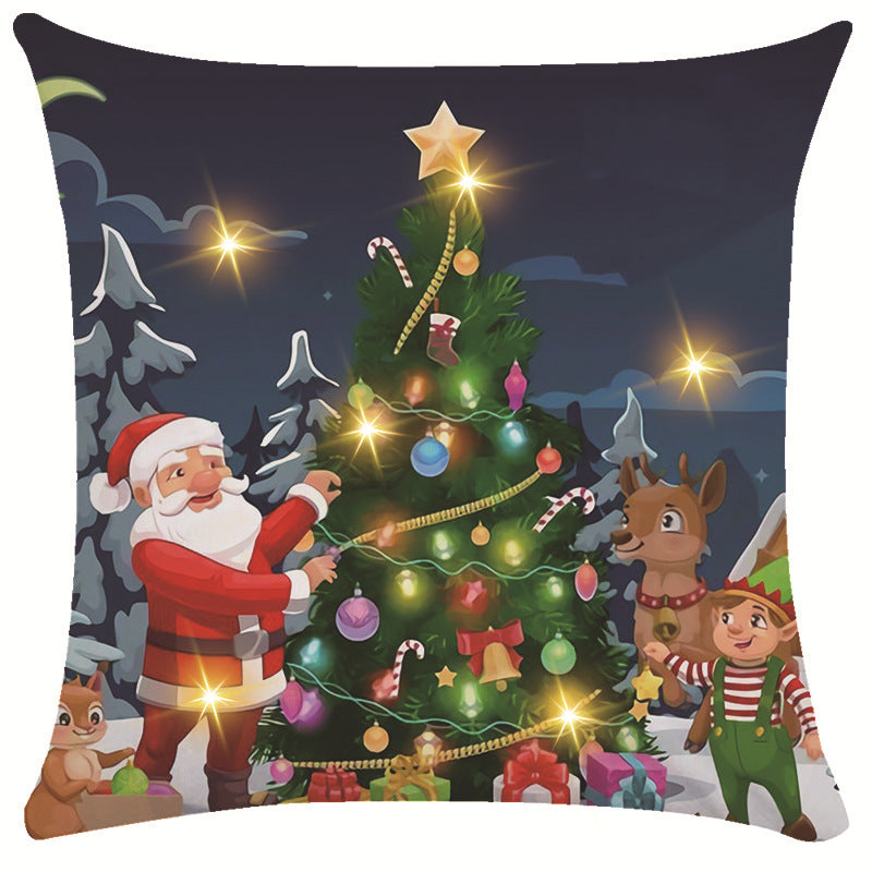 New Amazon Christmas decorative pillow cover snowman printed cushion cover LED pillow light cushion customization