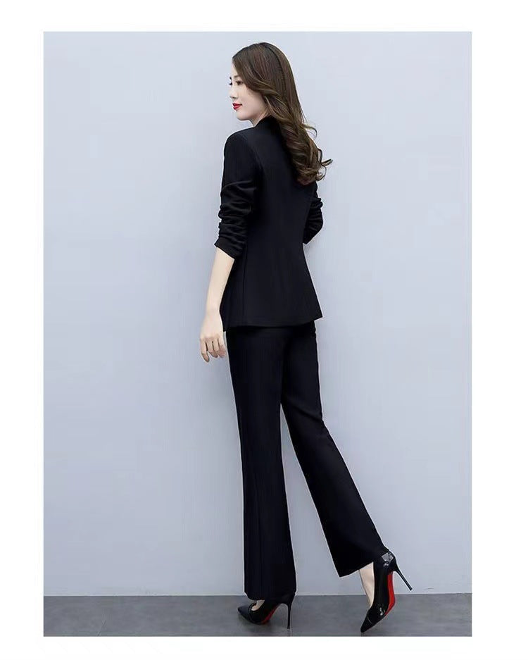 This Year's Hot Spring Style New Slim Fit Professional Fashion Bootcut Pants Women's Two-Piece Suit